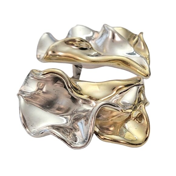 David Varsano Modernist Sterling Silver Large Wavy Brutalist Clip Earrings,E963 - Picture 4 of 13